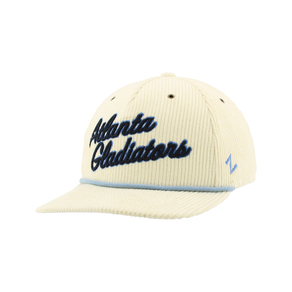 Atlanta Gladiators Cream Script Corduroy Rope Snapback Hat