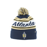 Atlanta Gladiators White Navy and Gold Script Pom Beanie