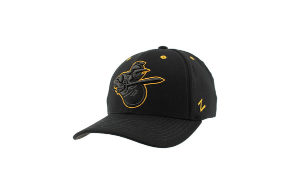 Atlanta Gladiators Adult All Black Yellow Outline Fitted Hat