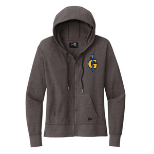 Atlanta Gladiators New Era Women's Black Heather Full-Zip Embroidered Thermal Hoodie