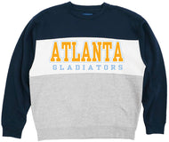 Atlanta Gladiators Blue 84 Navy, White and Gray Adult Crewneck