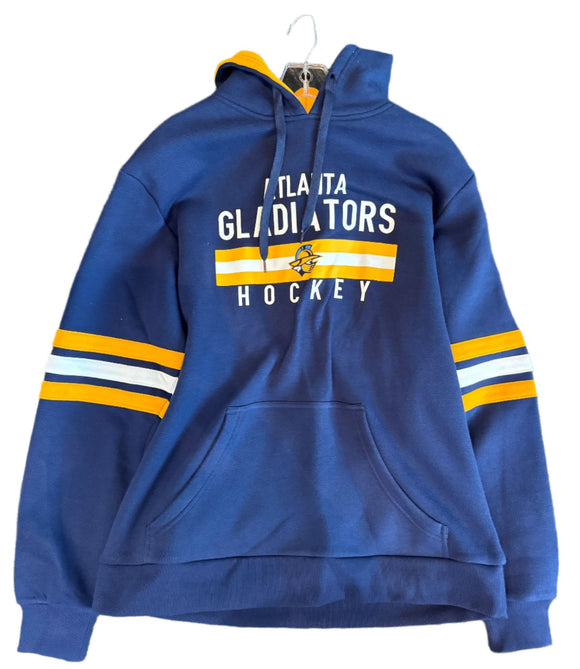 Atlanta Gladiators Athletic Knit Navy w/ Gold/Wht Stripe Poly-Cotton Hoodie