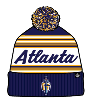 *PREORDER* - Atlanta Gladiators White Navy and Gold Script Pom Beanie