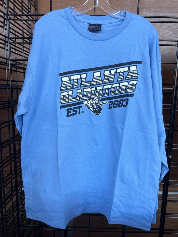 Atlanta Gladiators Adult MV Sport Light Blue Wordmark Long Sleeve Tee